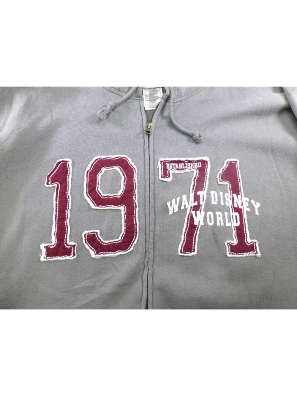 Disney Parks Gray Full Zip-Up Hoodie 1971 Walt Disney World Large Authentic - Picture 3 of 16